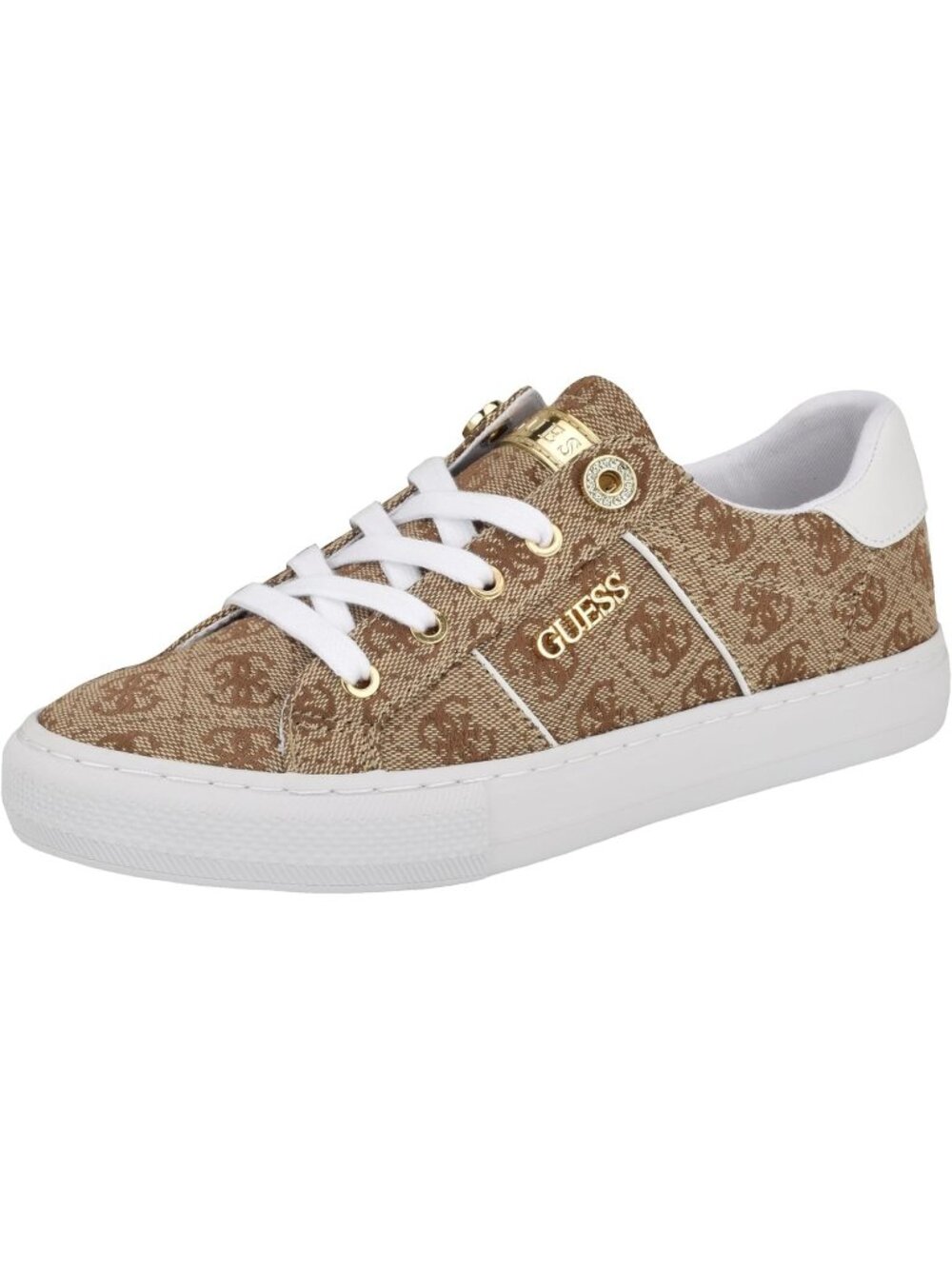 Women's Medium-Brown Faux Leather Closed Toe Low Top Lace Up Fashion Sneakers